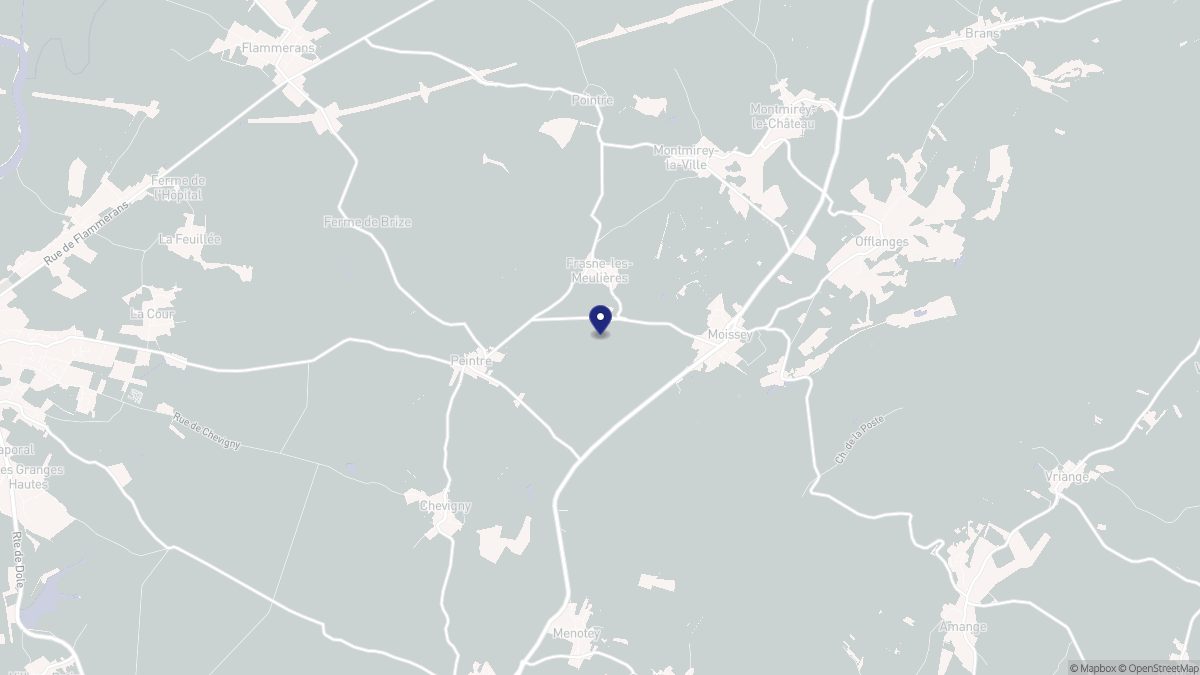 Aperçu cartographique de Frasne-les-Meulières, centré sur la commune