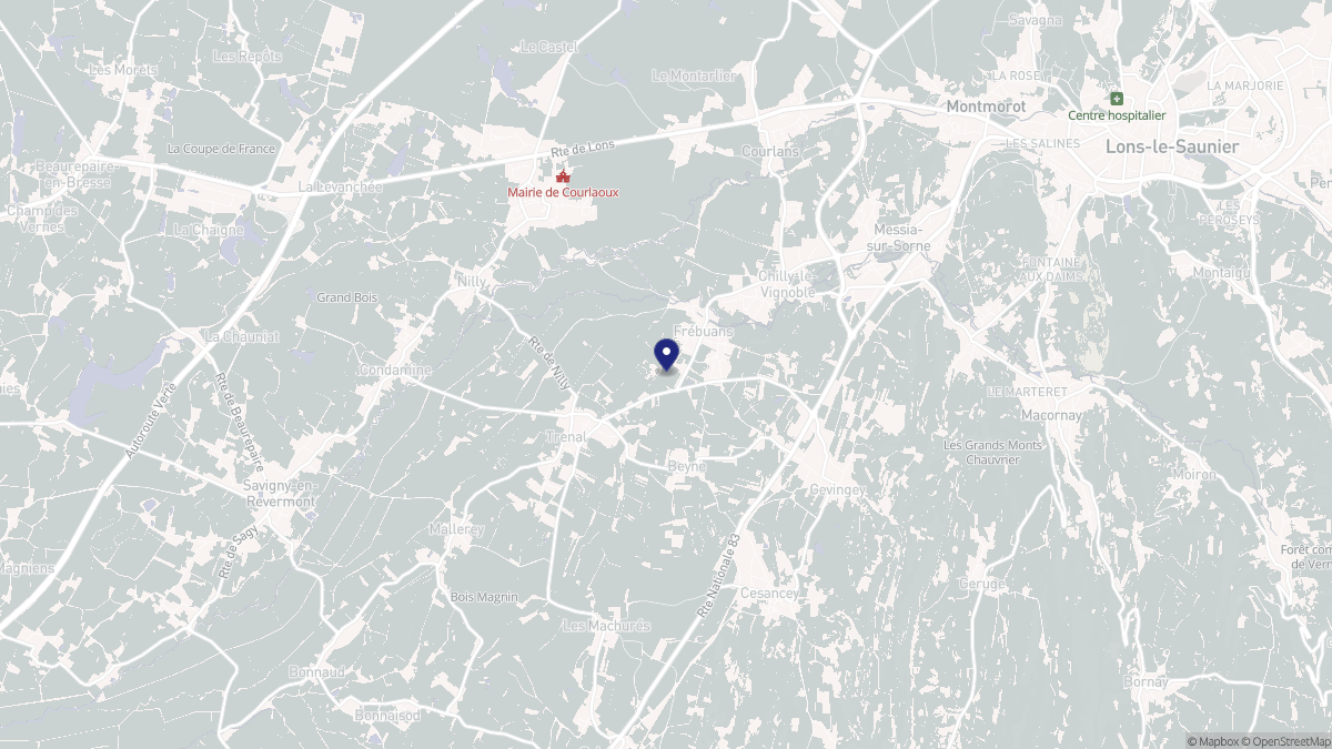 Aperçu cartographique de Frébuans, centré sur la commune
