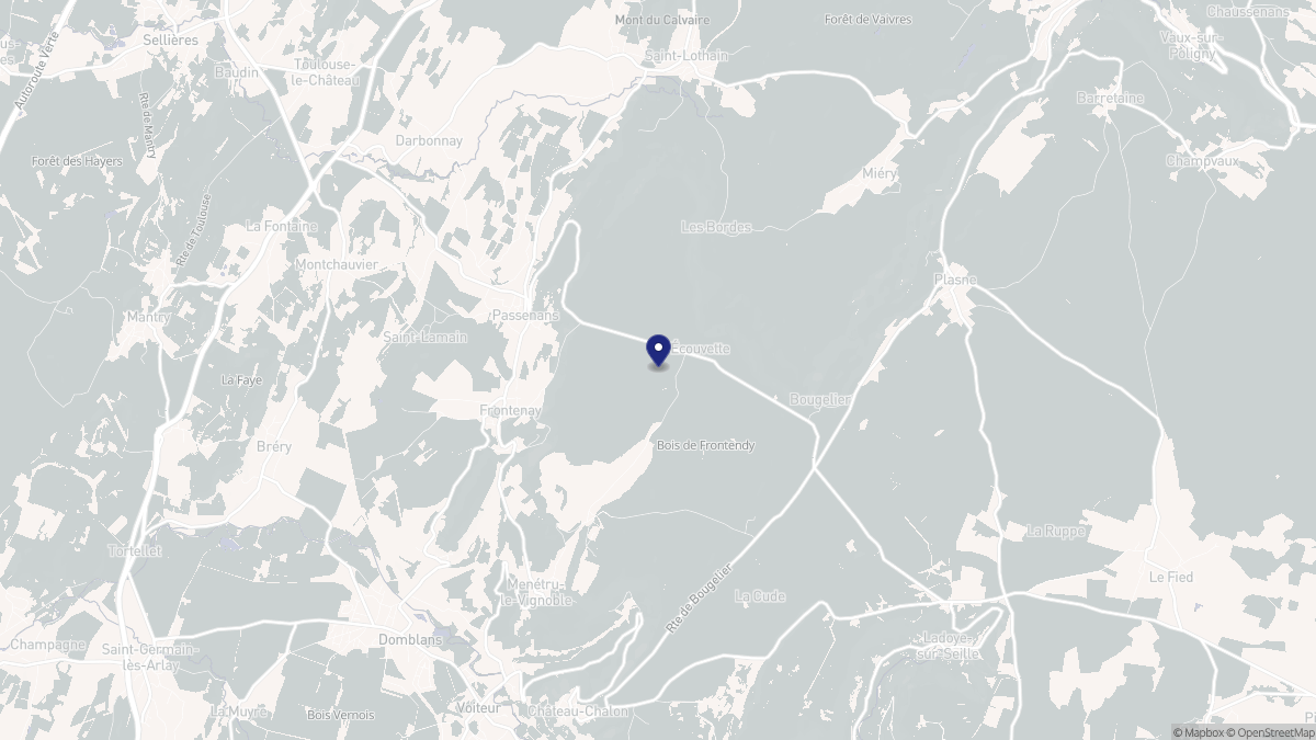 Aperçu cartographique de Frontenay, centré sur la commune
