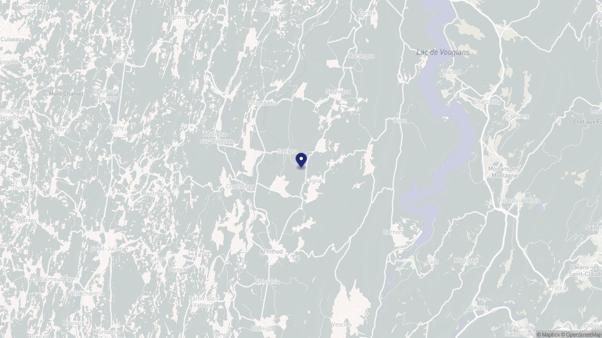 Aperçu cartographique de Valzin en Petite Montagne, centré sur la commune