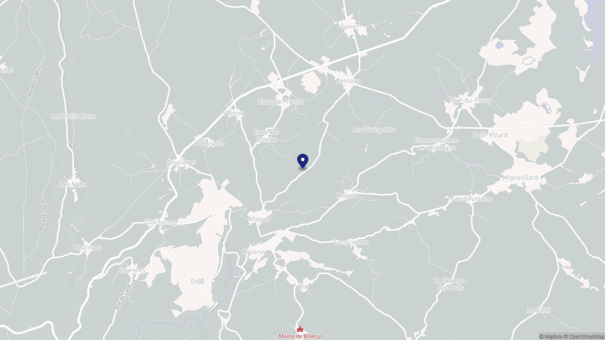 Aperçu cartographique de Mièges, centré sur la commune