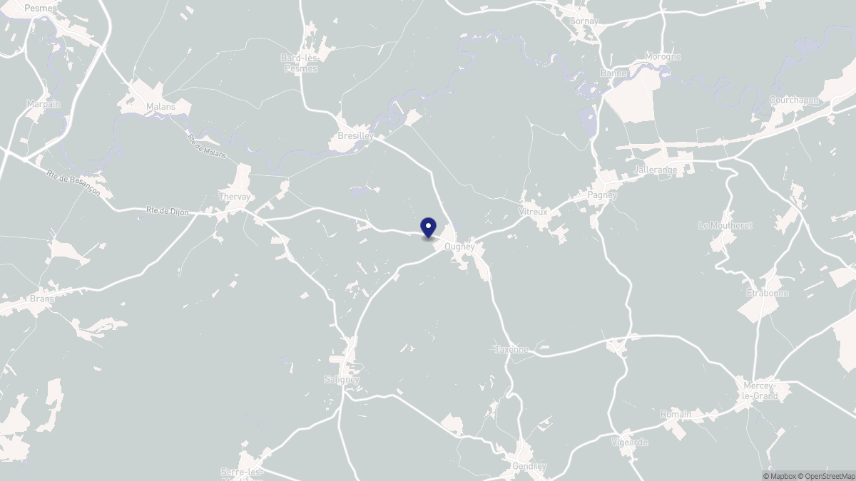 Aperçu cartographique de Ougney, centré sur la commune