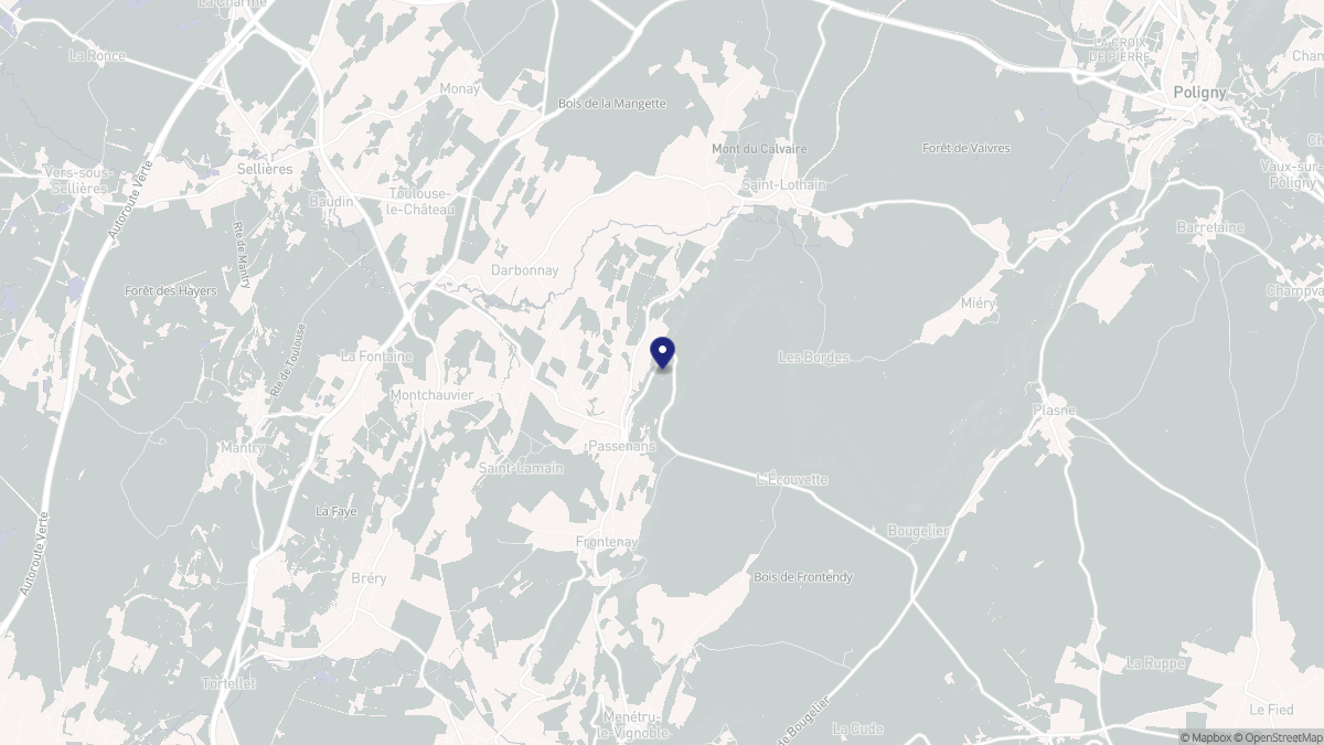 Aperçu cartographique de Passenans, centré sur la commune