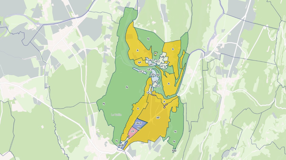 Aperçu cartographique de Port-Lesney, centré sur la commune