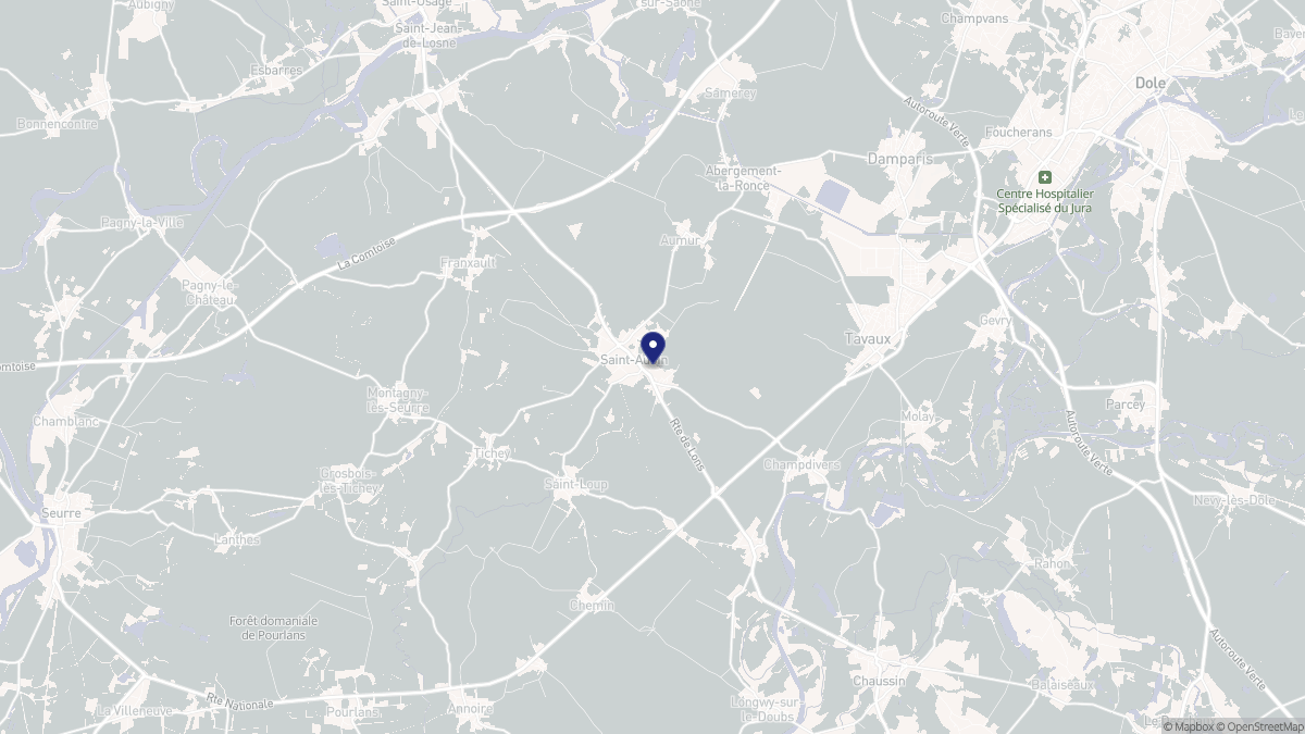 Aperçu cartographique de Saint-Aubin, centré sur la commune