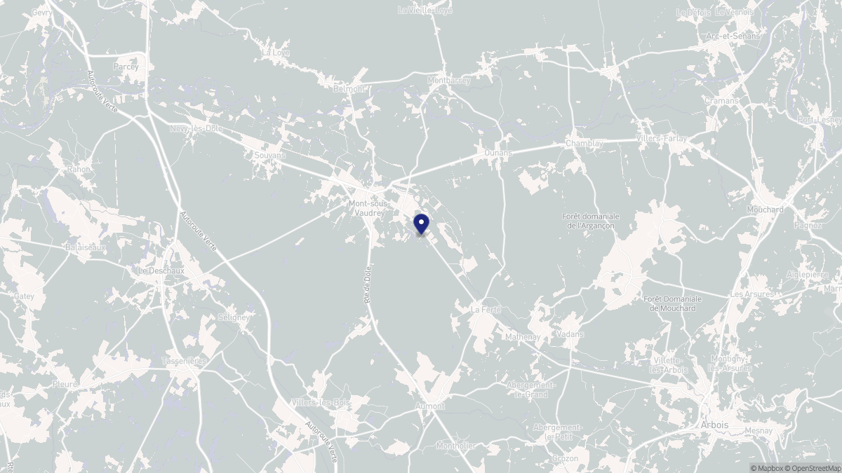 Aperçu cartographique de Vaudrey, centré sur la commune