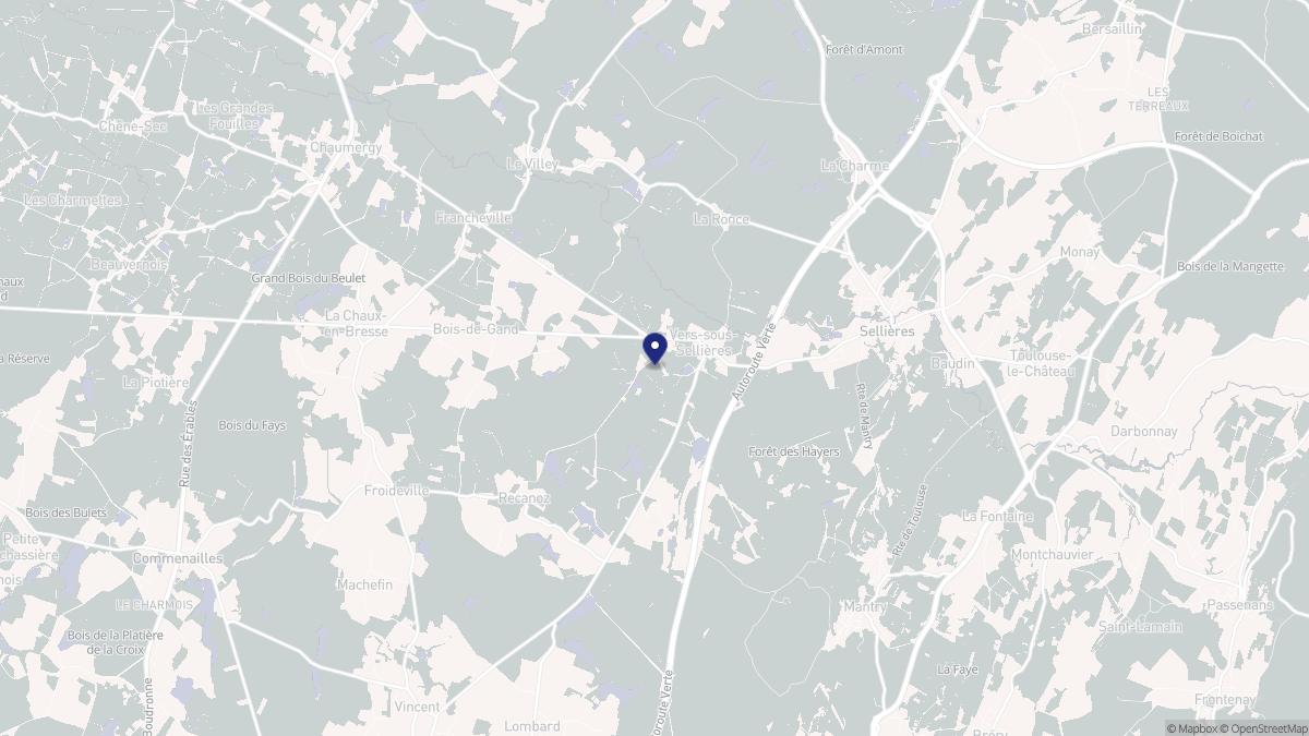 Aperçu cartographique de Vers-sous-Sellières, centré sur la commune