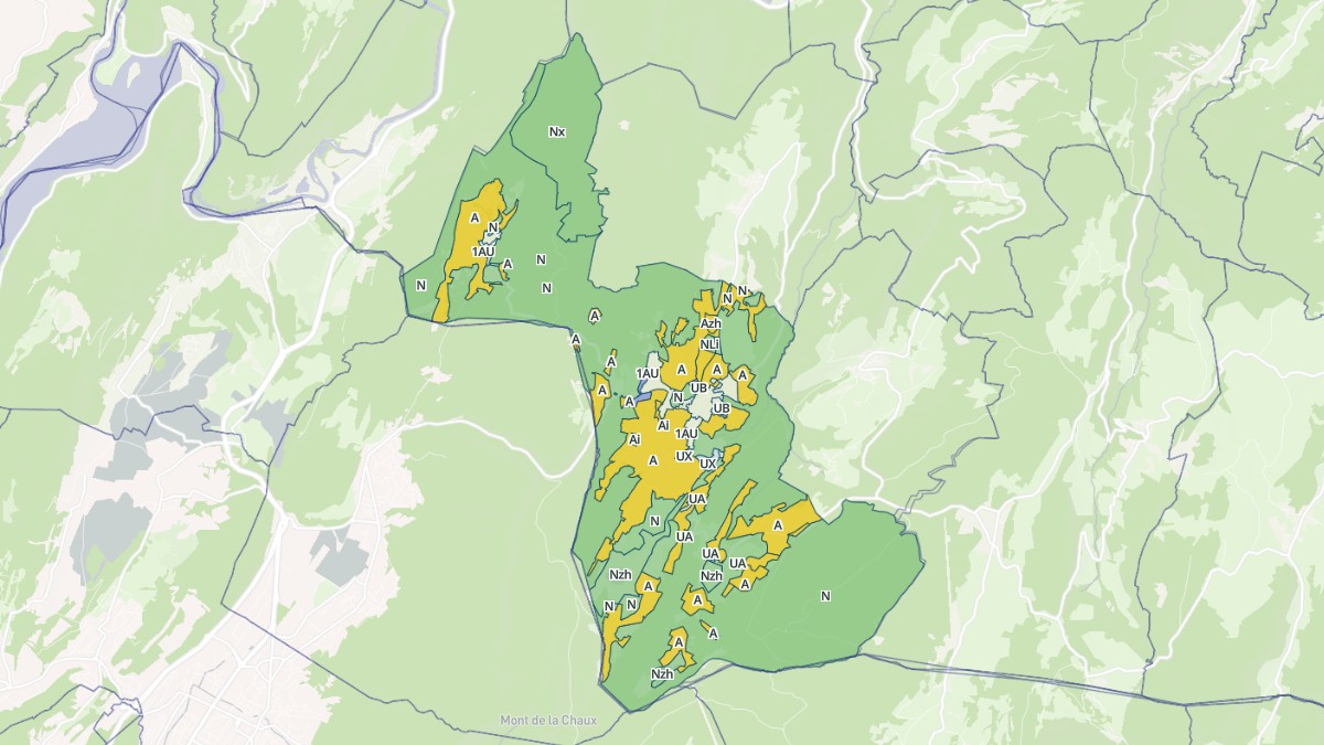 Aperçu cartographique de Viry, centré sur la commune