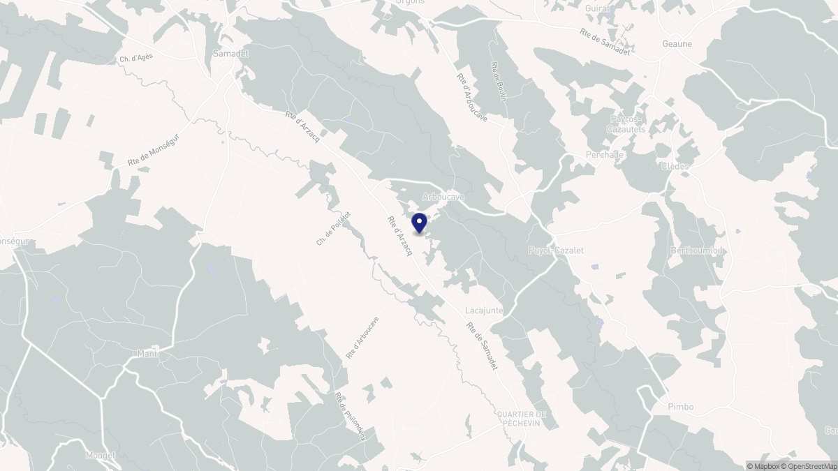 Aperçu cartographique de Arboucave, centré sur la commune