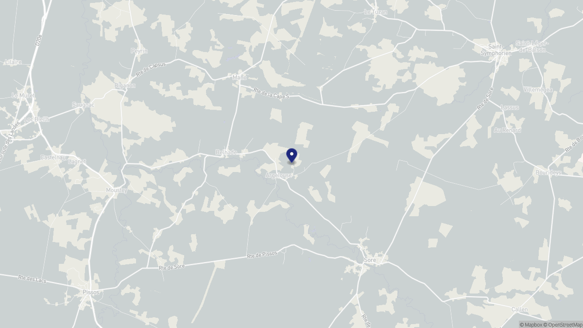 Aperçu cartographique de Argelouse, centré sur la commune