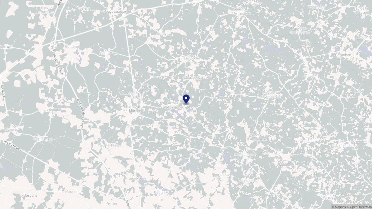 Aperçu cartographique de Arthez-d'Armagnac, centré sur la commune