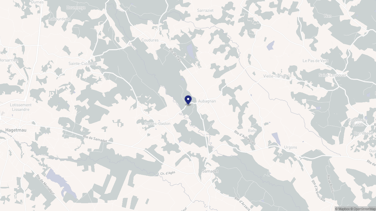 Aperçu cartographique de Aubagnan, centré sur la commune