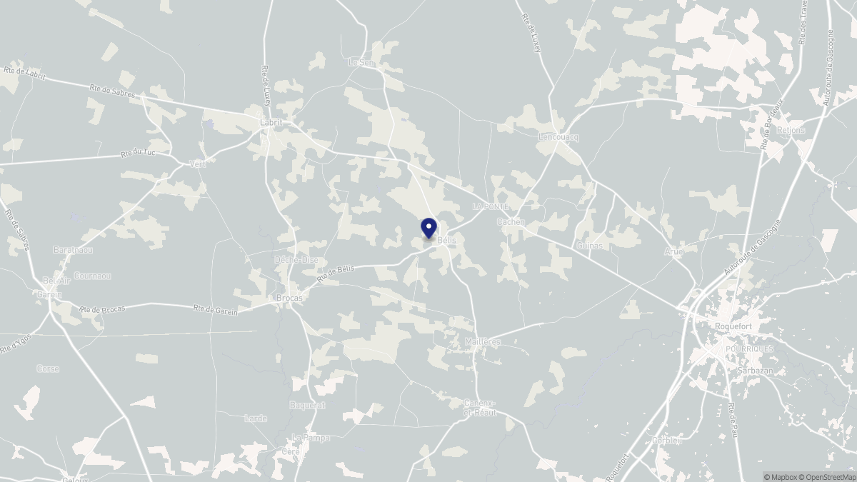 Aperçu cartographique de Bélis, centré sur la commune