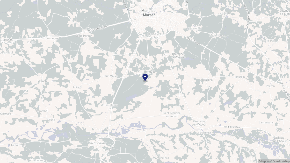 Aperçu cartographique de Benquet, centré sur la commune