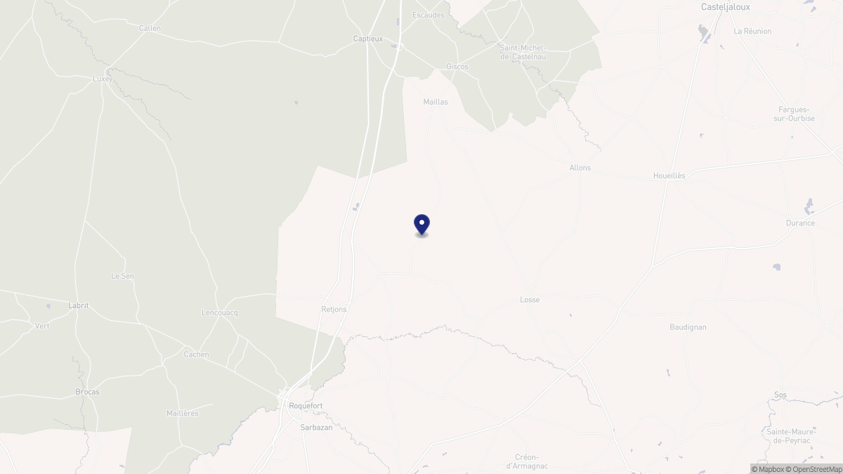 Aperçu cartographique de Bourriot-Bergonce, centré sur la commune
