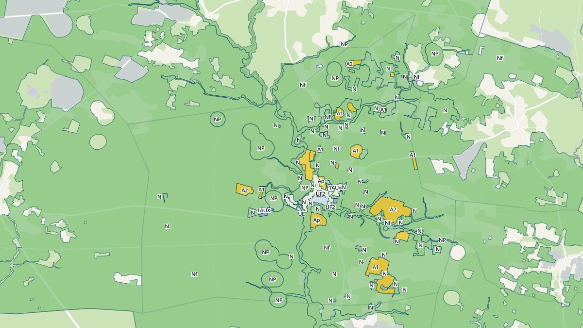 Aperçu cartographique de Brocas, centré sur la commune
