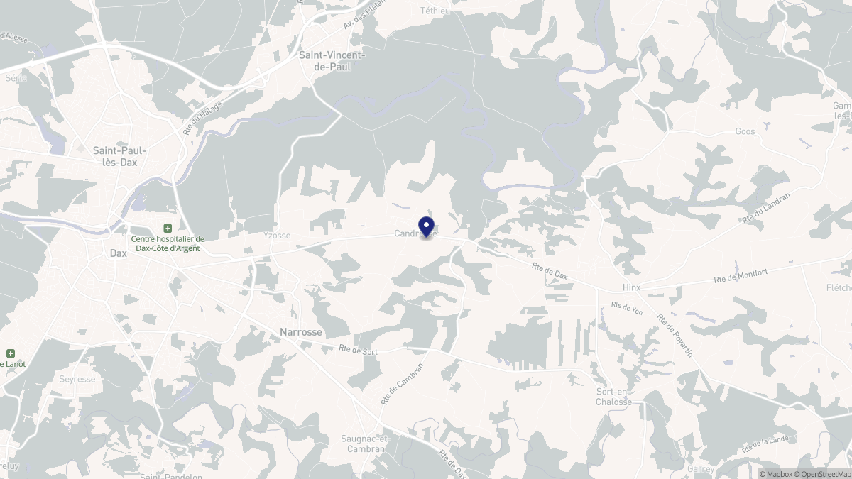 Aperçu cartographique de Candresse, centré sur la commune
