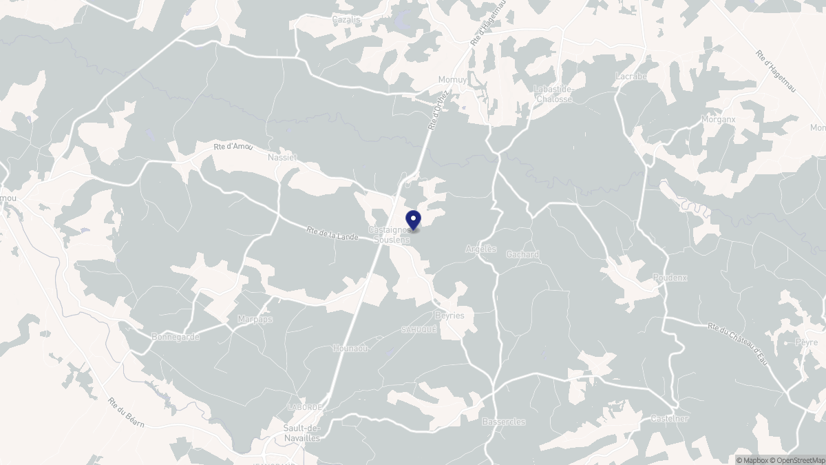 Aperçu cartographique de Castaignos-Souslens, centré sur la commune