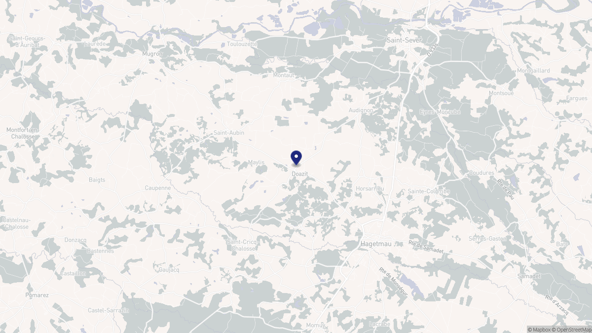 Aperçu cartographique de Doazit, centré sur la commune