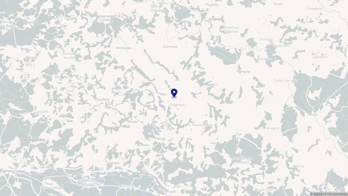 Aperçu cartographique de Estibeaux, centré sur la commune