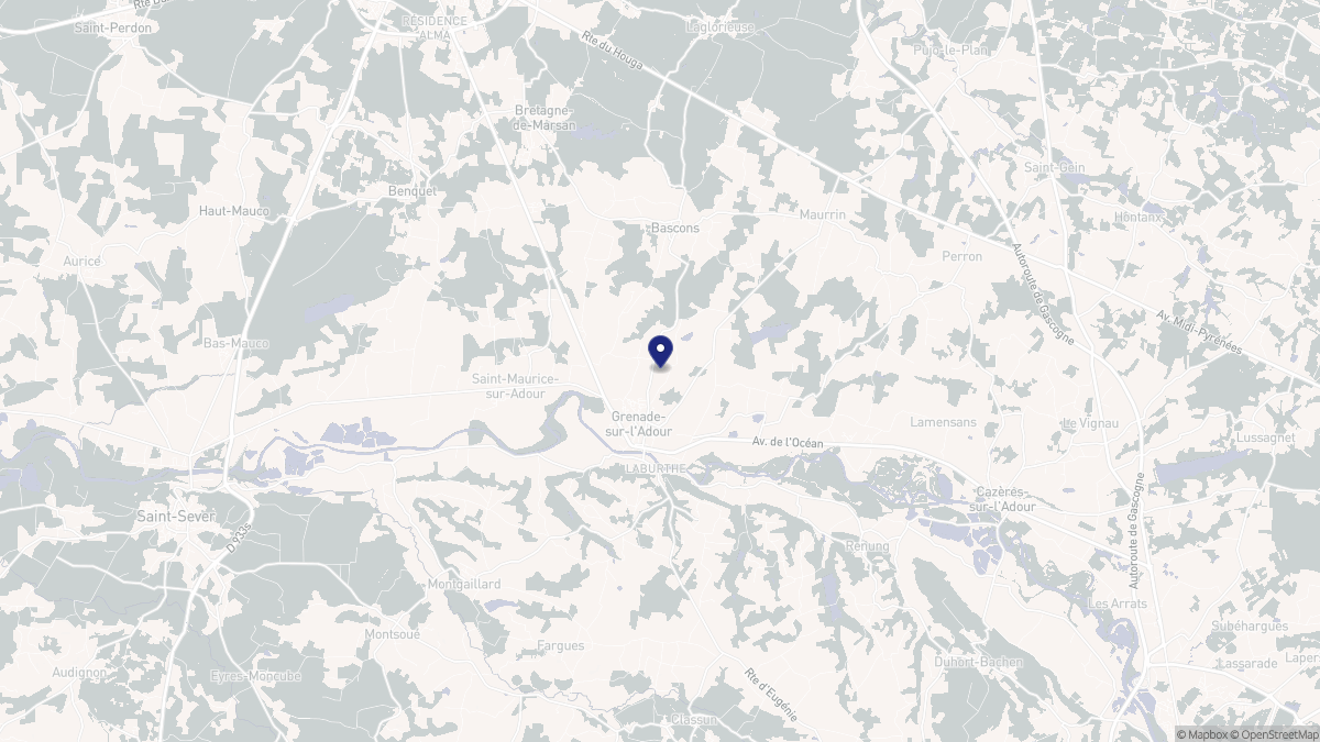 Aperçu cartographique de Grenade-sur-l'Adour, centré sur la commune