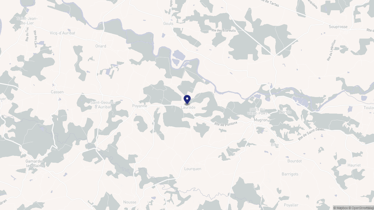 Aperçu cartographique de Laurède, centré sur la commune