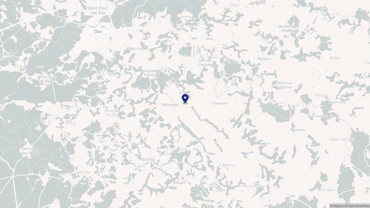 Aperçu cartographique de Mimbaste, centré sur la commune