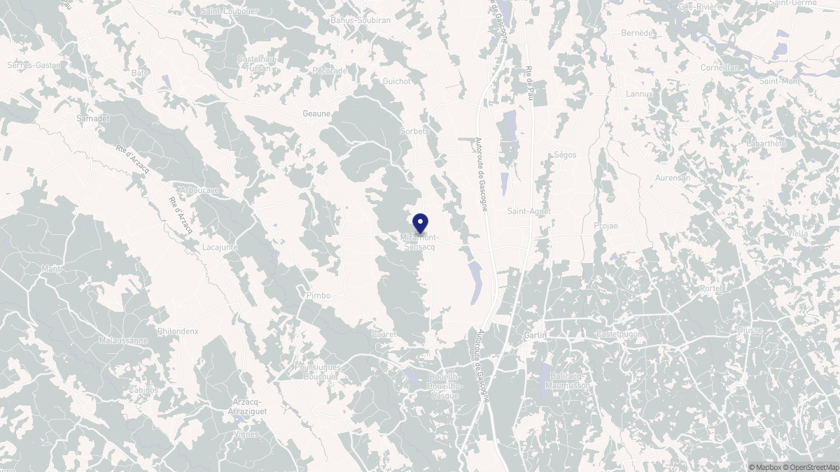 Aperçu cartographique de Miramont-Sensacq, centré sur la commune