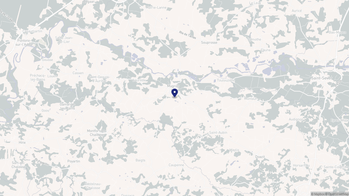 Aperçu cartographique de Mugron, centré sur la commune