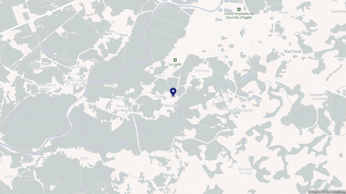Aperçu cartographique de Oeyreluy, centré sur la commune