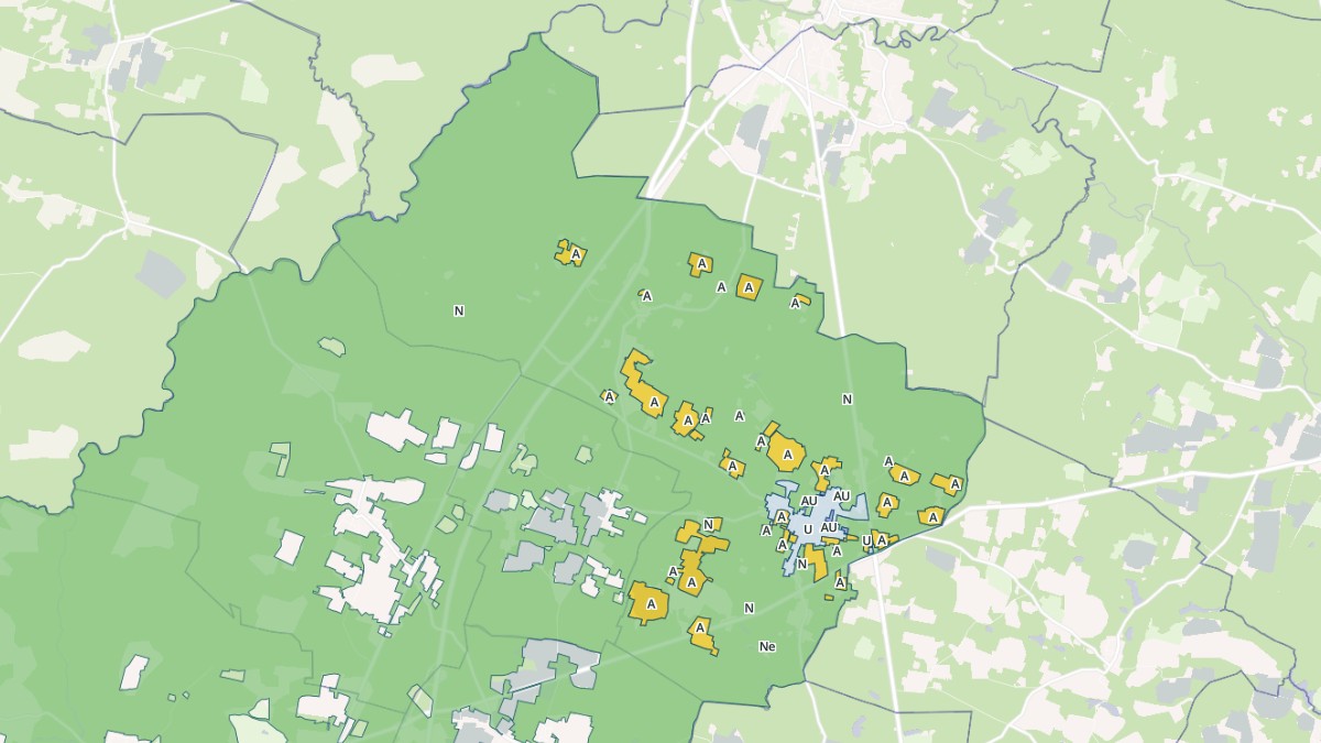 Aperçu cartographique de Pouydesseaux, centré sur la commune