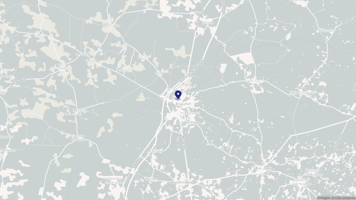 Aperçu cartographique de Roquefort, centré sur la commune