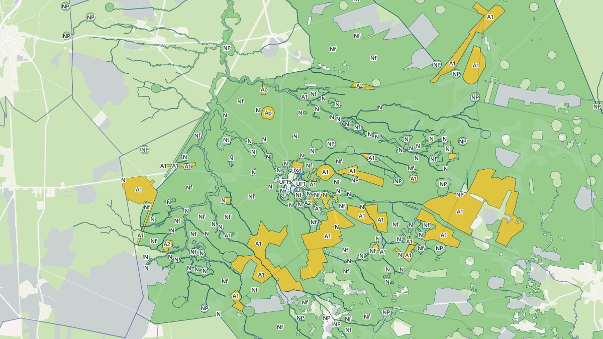 Aperçu cartographique de Sabres, centré sur la commune