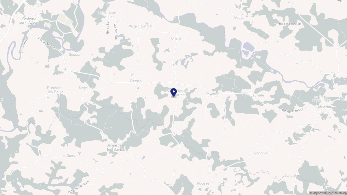 Aperçu cartographique de Saint-Geours-d'Auribat, centré sur la commune