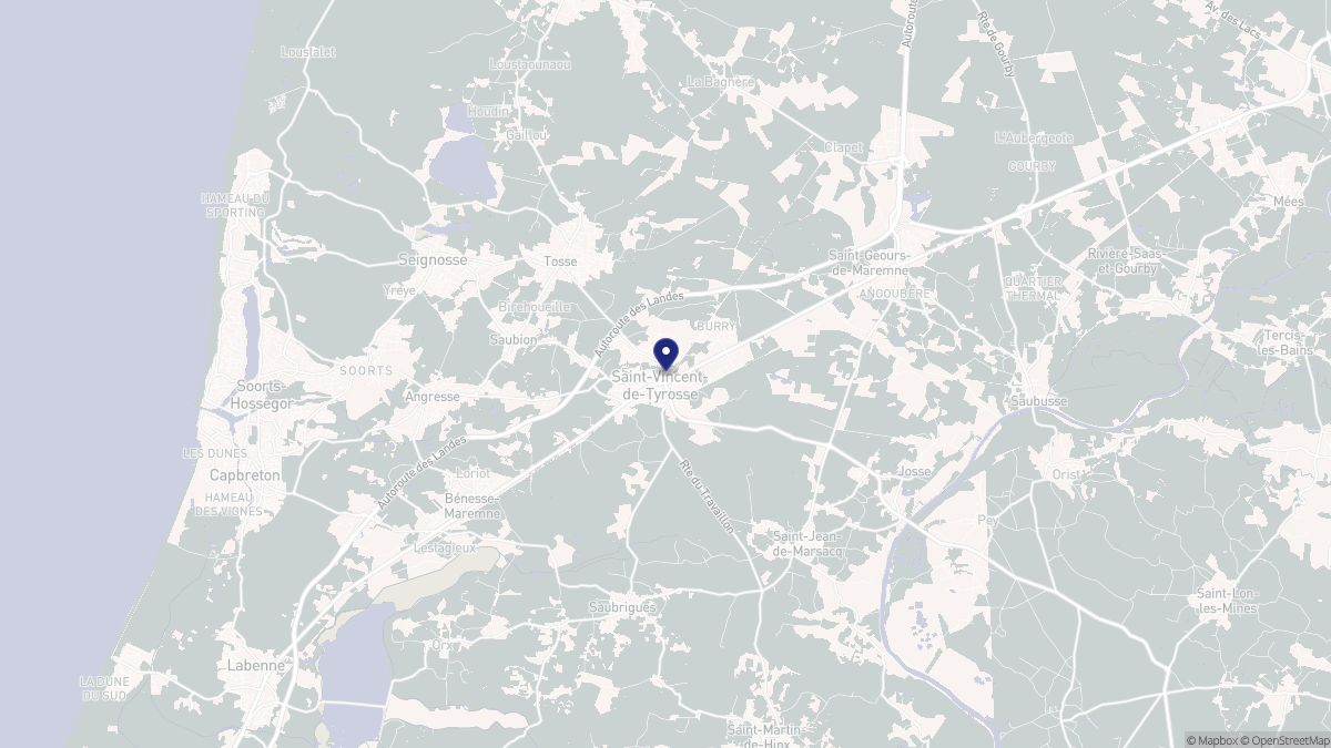 Aperçu cartographique de Saint-Vincent-de-Tyrosse, centré sur la commune