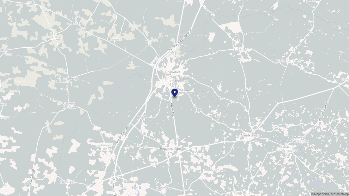 Aperçu cartographique de Sarbazan, centré sur la commune