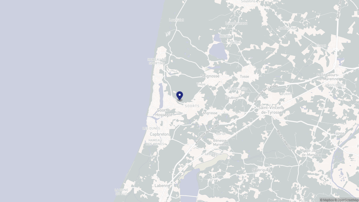 Aperçu cartographique de Soorts-Hossegor, centré sur la commune