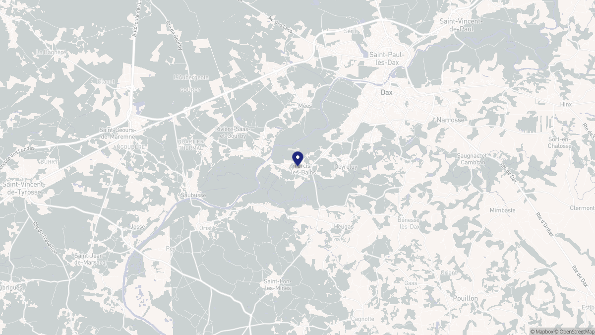 Aperçu cartographique de Tercis-les-Bains, centré sur la commune