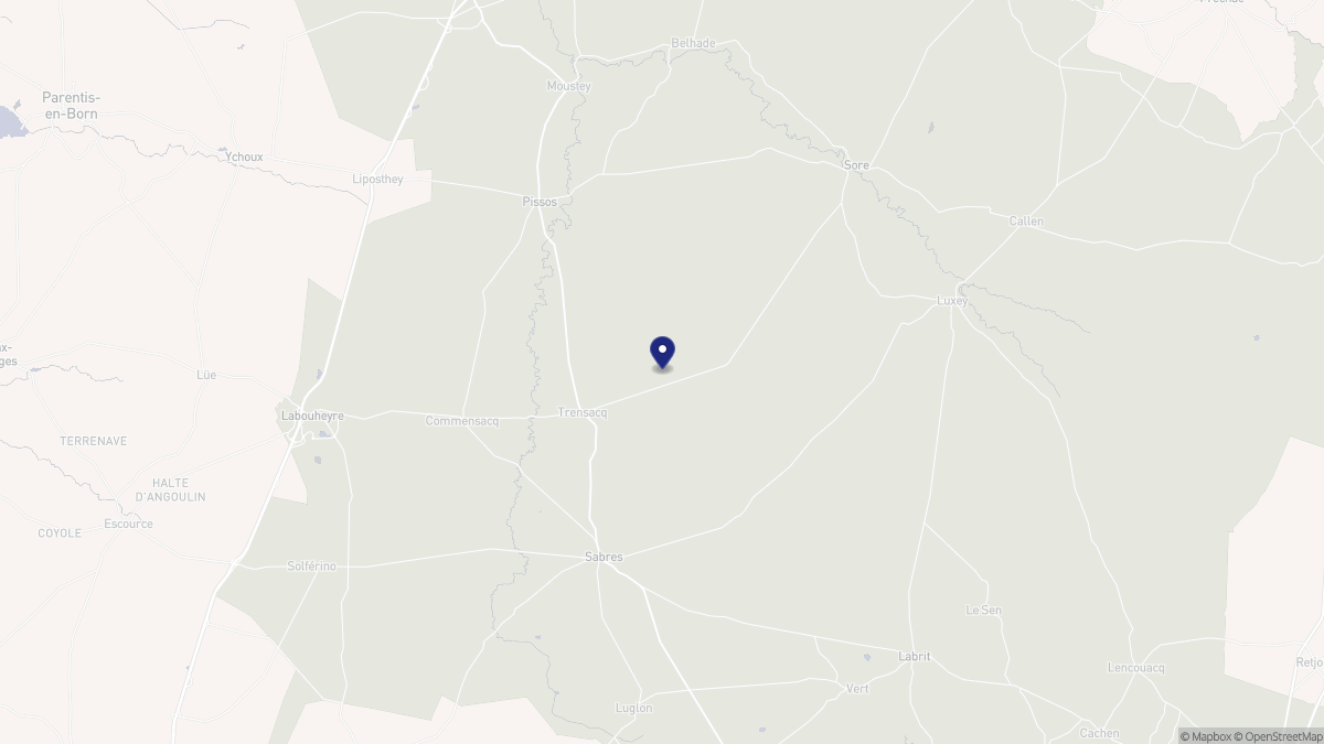 Aperçu cartographique de Trensacq, centré sur la commune