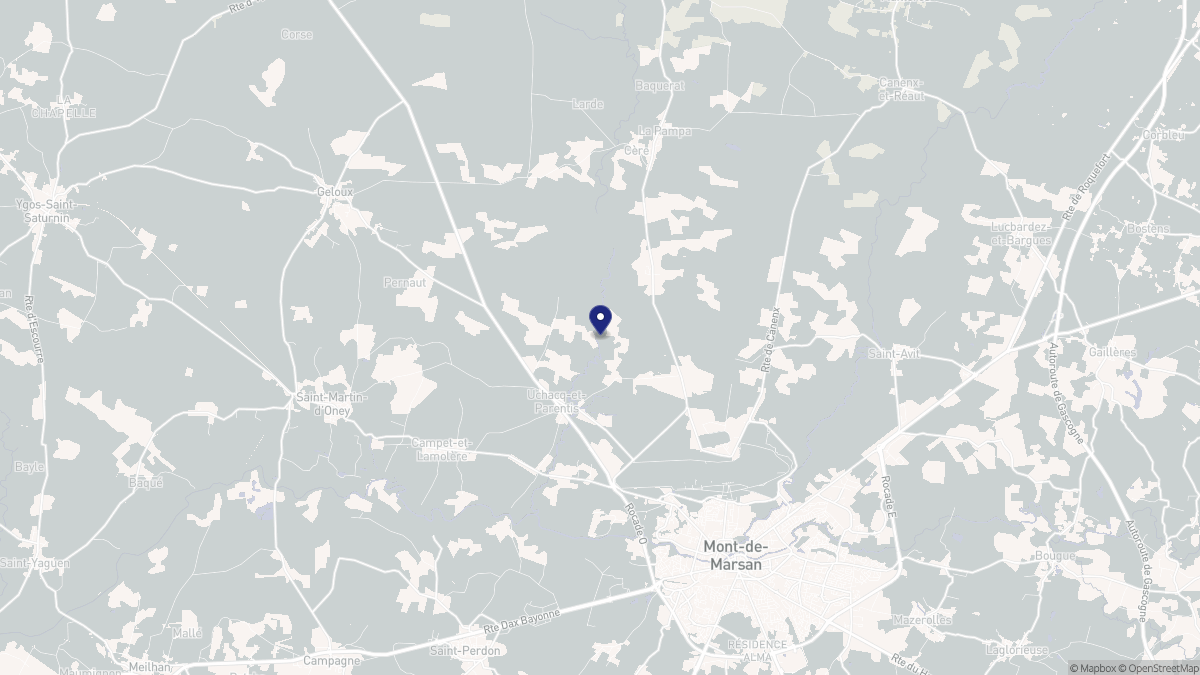 Aperçu cartographique de Uchacq-et-Parentis, centré sur la commune