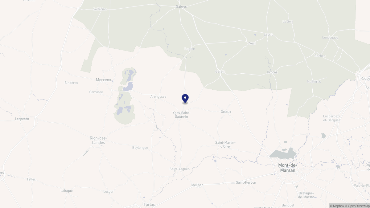 Aperçu cartographique de Ygos-Saint-Saturnin, centré sur la commune
