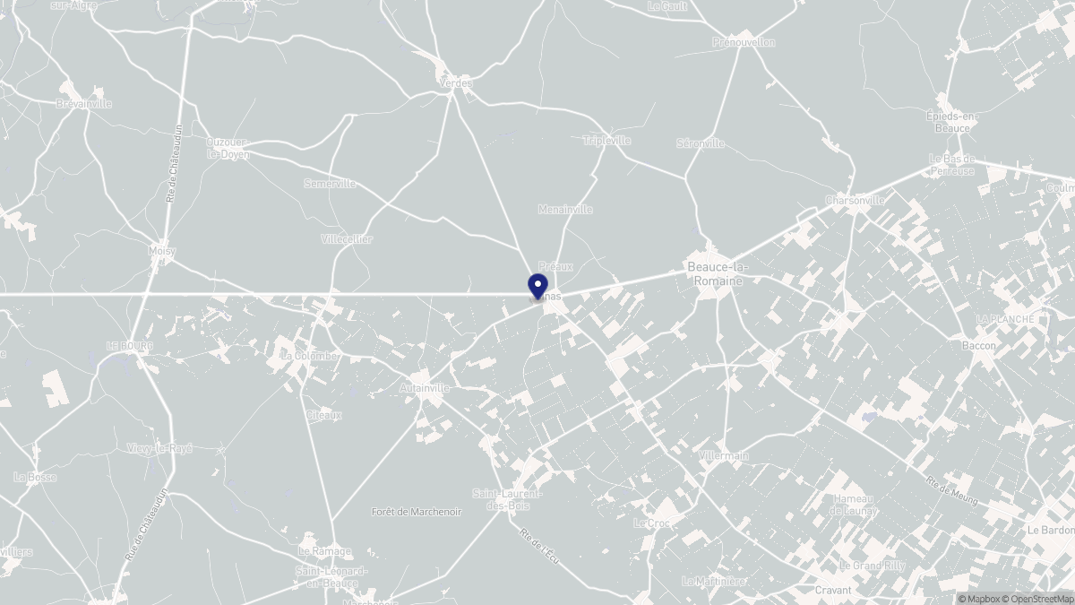 Aperçu cartographique de Binas, centré sur la commune
