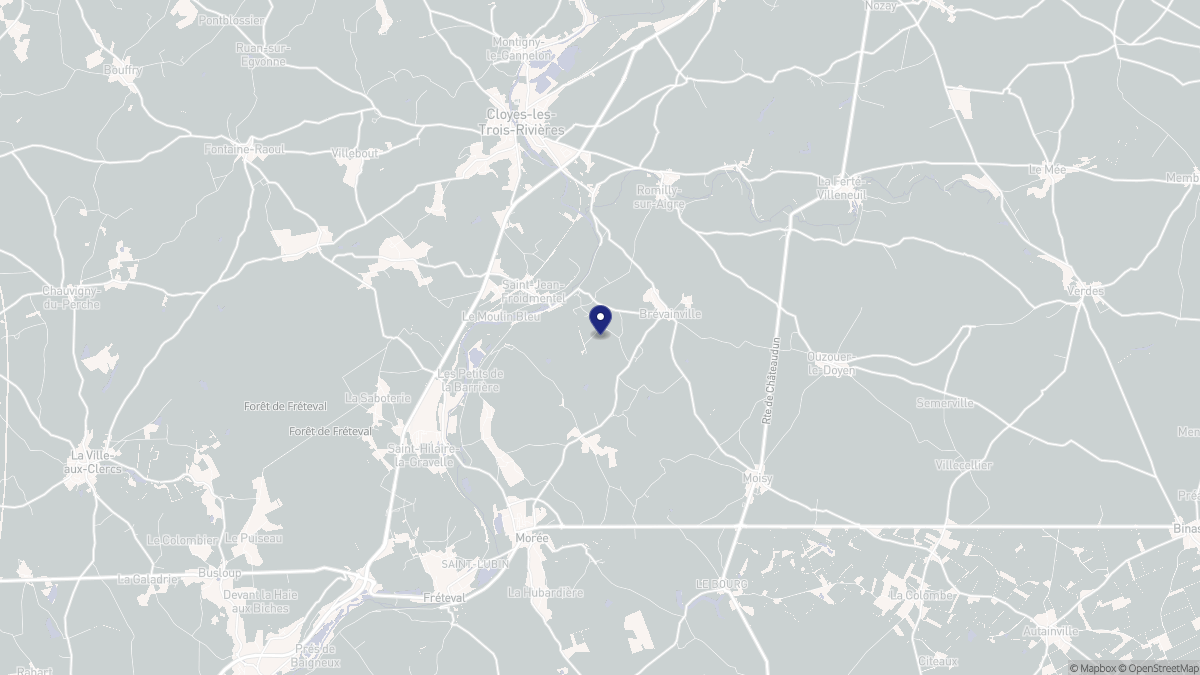 Aperçu cartographique de Brévainville, centré sur la commune