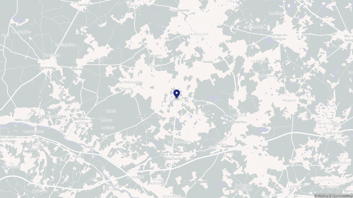 Aperçu cartographique de Couddes, centré sur la commune