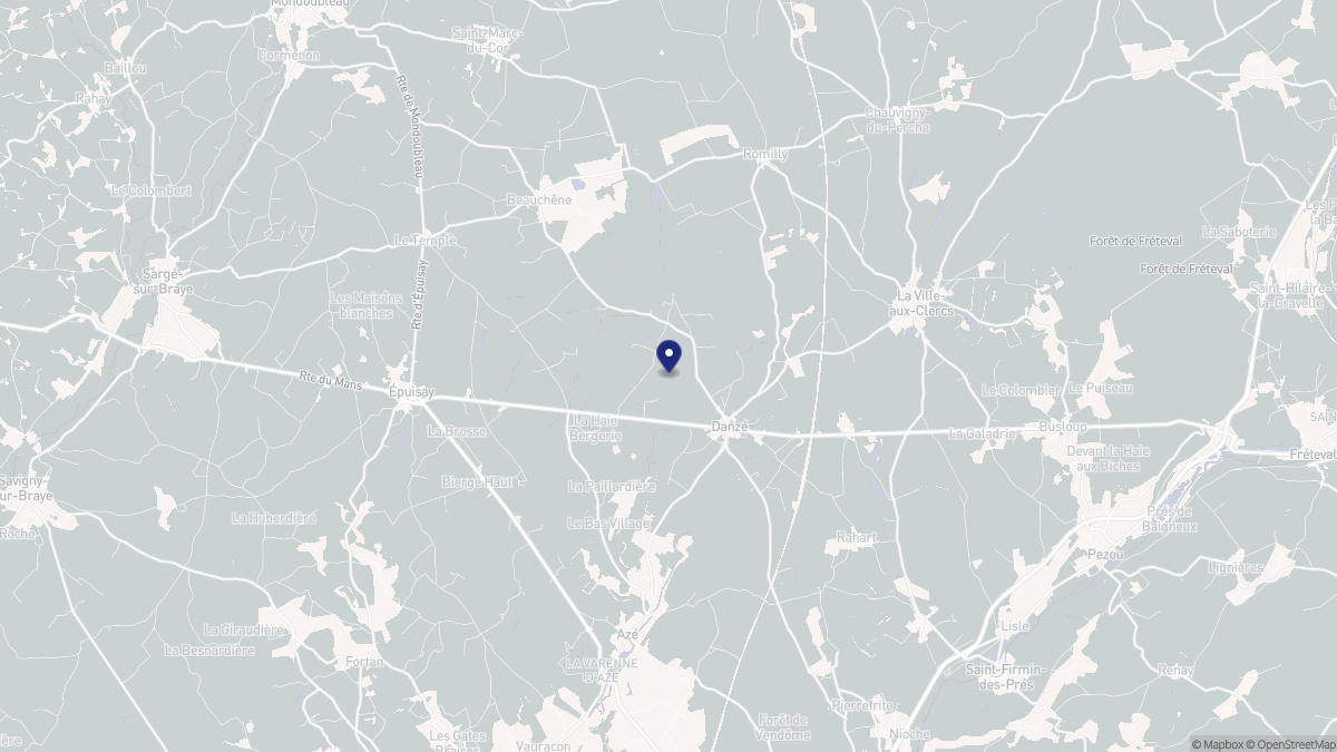 Aperçu cartographique de Danzé, centré sur la commune