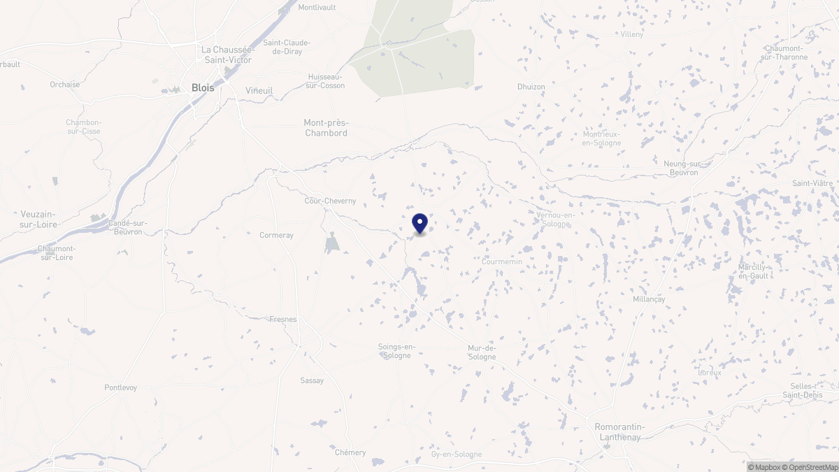 Aperçu cartographique de Fontaines-en-Sologne, centré sur la commune