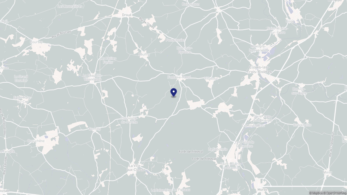 Aperçu cartographique de Fontaine-Raoul, centré sur la commune
