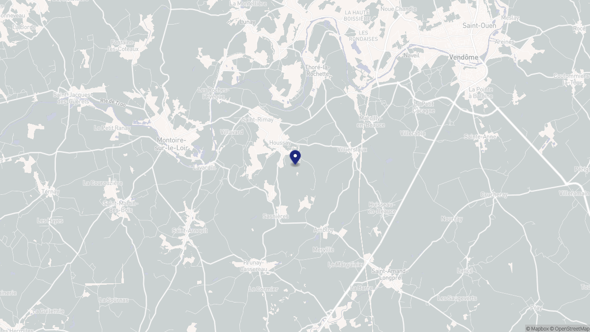 Aperçu cartographique de Houssay, centré sur la commune