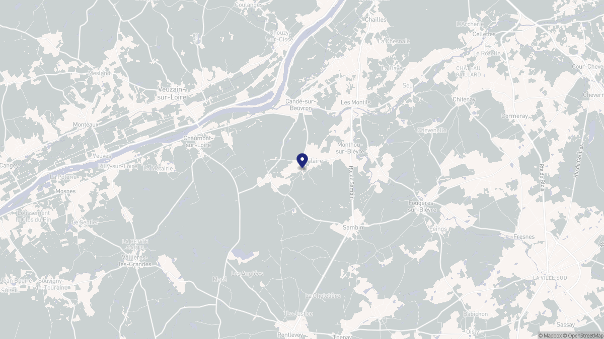 Aperçu cartographique de Monthou-sur-Bièvre, centré sur la commune