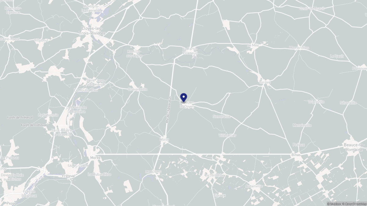 Aperçu cartographique de Ouzouer-le-Doyen, centré sur la commune